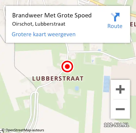 Locatie op kaart van de 112 melding: Brandweer Met Grote Spoed Naar Oirschot, Lubberstraat op 26 juni 2024 13:41