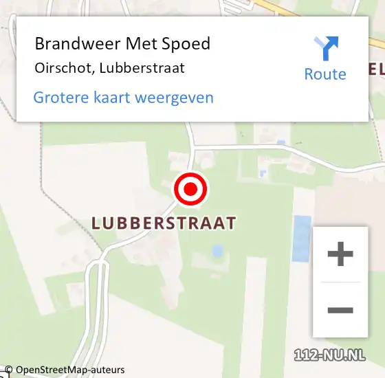 Locatie op kaart van de 112 melding: Brandweer Met Spoed Naar Oirschot, Lubberstraat op 26 juni 2024 13:45