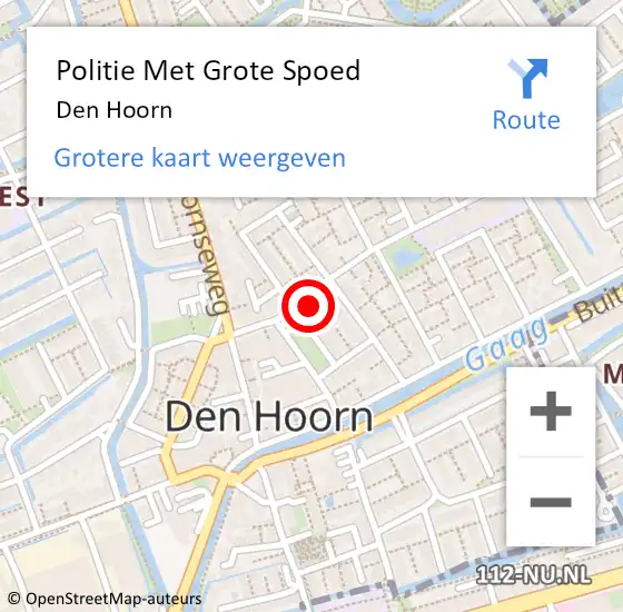 Locatie op kaart van de 112 melding: Politie Met Grote Spoed Naar Den Hoorn op 26 juni 2024 14:06