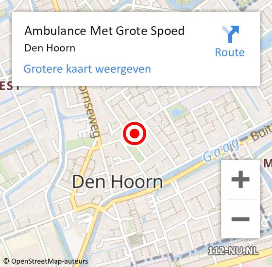 Locatie op kaart van de 112 melding: Ambulance Met Grote Spoed Naar Den Hoorn op 26 juni 2024 14:07