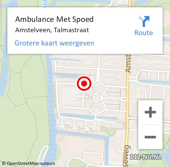 Locatie op kaart van de 112 melding: Ambulance Met Spoed Naar Amstelveen, Talmastraat op 26 juni 2024 14:22