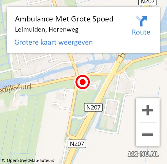 Locatie op kaart van de 112 melding: Ambulance Met Grote Spoed Naar Leimuiden, Herenweg op 26 juni 2024 14:26