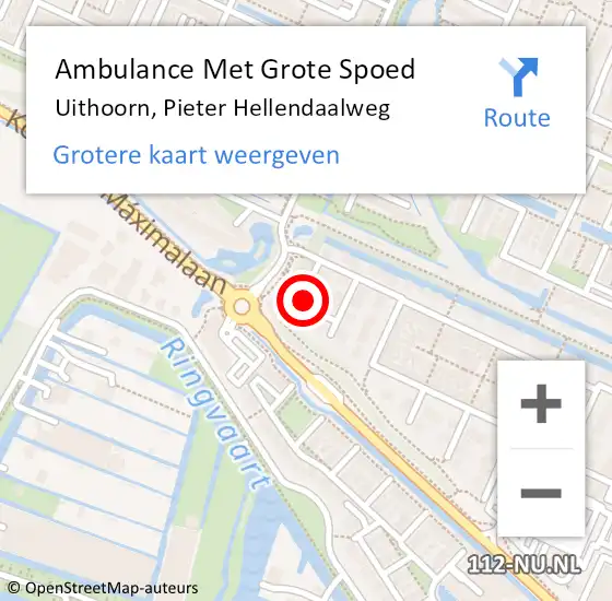 Locatie op kaart van de 112 melding: Ambulance Met Grote Spoed Naar Uithoorn, Pieter Hellendaalweg op 26 juni 2024 14:31