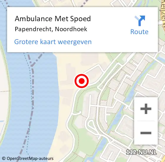 Locatie op kaart van de 112 melding: Ambulance Met Spoed Naar Papendrecht, Noordhoek op 26 juni 2024 14:33