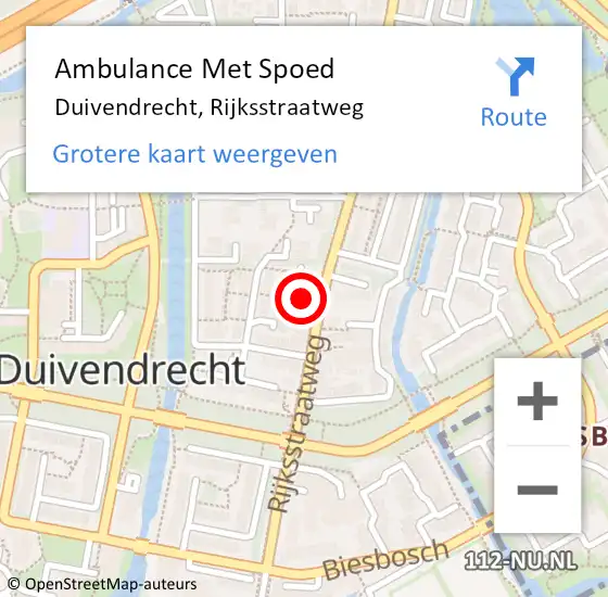 Locatie op kaart van de 112 melding: Ambulance Met Spoed Naar Duivendrecht, Rijksstraatweg op 26 juni 2024 14:40