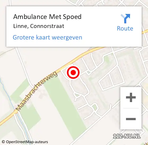 Locatie op kaart van de 112 melding: Ambulance Met Spoed Naar Linne, Connorstraat op 26 juni 2024 14:49