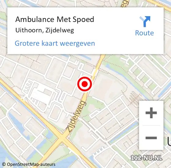 Locatie op kaart van de 112 melding: Ambulance Met Spoed Naar Uithoorn, Zijdelweg op 26 juni 2024 14:55