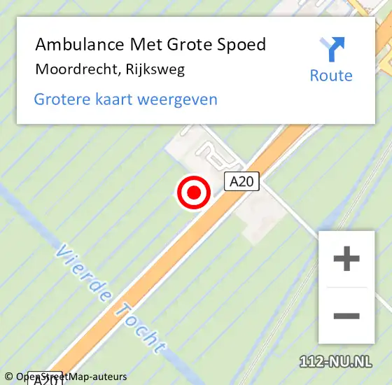 Locatie op kaart van de 112 melding: Ambulance Met Grote Spoed Naar Moordrecht, Rijksweg op 26 juni 2024 14:58