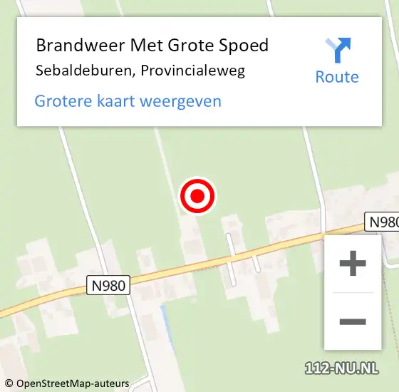 Locatie op kaart van de 112 melding: Brandweer Met Grote Spoed Naar Sebaldeburen, Provincialeweg op 26 juni 2024 14:59