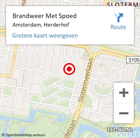 Locatie op kaart van de 112 melding: Brandweer Met Spoed Naar Amsterdam, Herderhof op 26 juni 2024 15:03