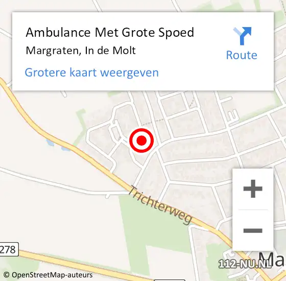 Locatie op kaart van de 112 melding: Ambulance Met Grote Spoed Naar Margraten, In de Molt op 10 oktober 2014 19:17