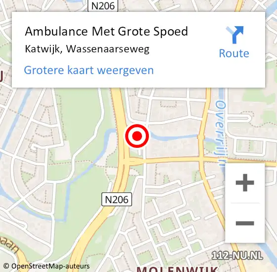 Locatie op kaart van de 112 melding: Ambulance Met Grote Spoed Naar Katwijk, Wassenaarseweg op 26 juni 2024 15:15