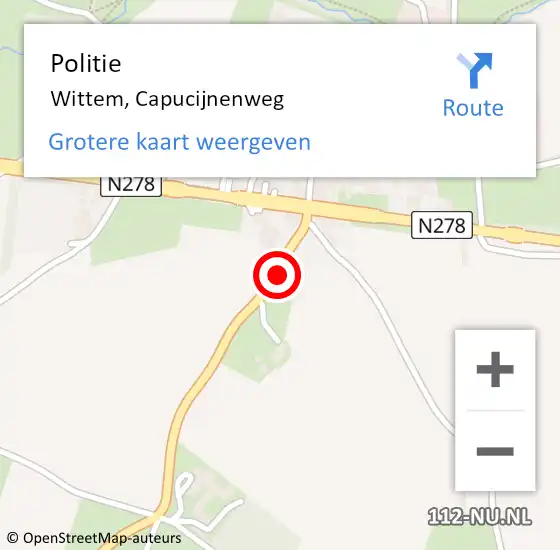 Locatie op kaart van de 112 melding: Politie Wittem, Capucijnenweg op 26 juni 2024 15:27