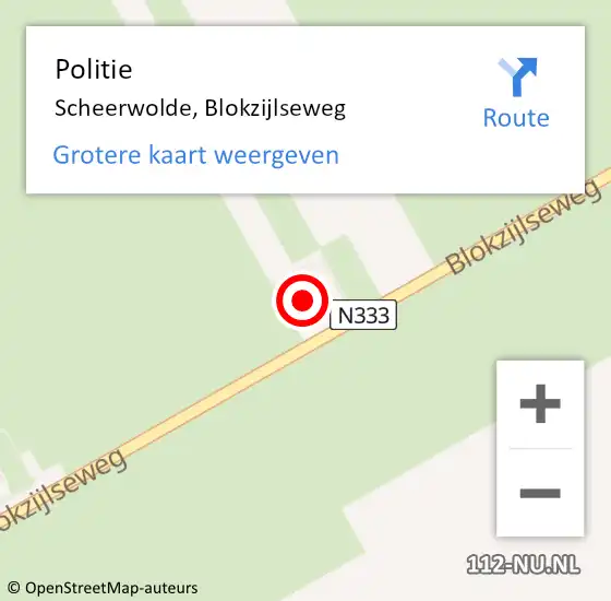 Locatie op kaart van de 112 melding: Politie Scheerwolde, Blokzijlseweg op 26 juni 2024 15:27