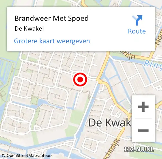 Locatie op kaart van de 112 melding: Brandweer Met Spoed Naar De Kwakel op 26 juni 2024 15:31