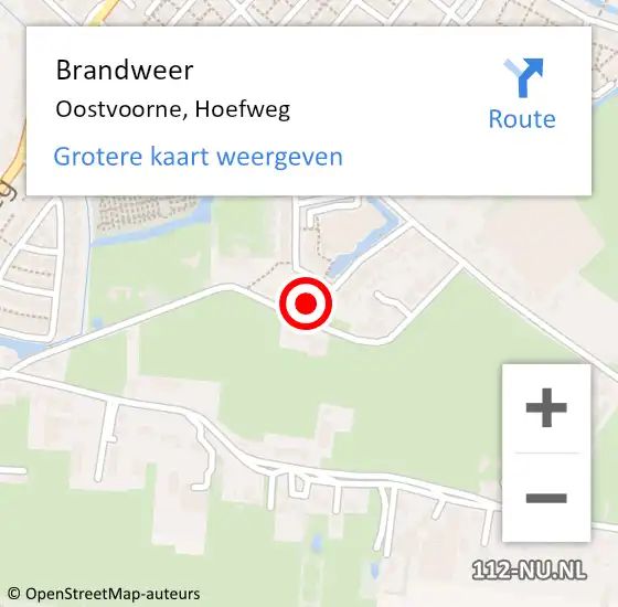 Locatie op kaart van de 112 melding: Brandweer Oostvoorne, Hoefweg op 26 juni 2024 15:32