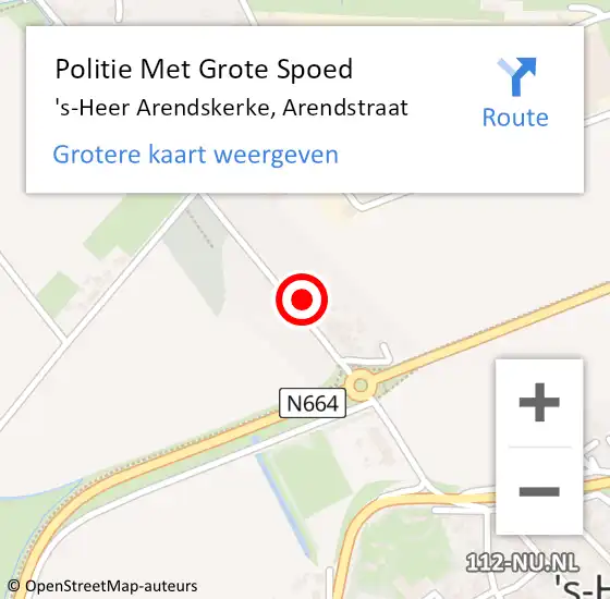 Locatie op kaart van de 112 melding: Politie Met Grote Spoed Naar 's-Heer Arendskerke, Arendstraat op 26 juni 2024 15:38