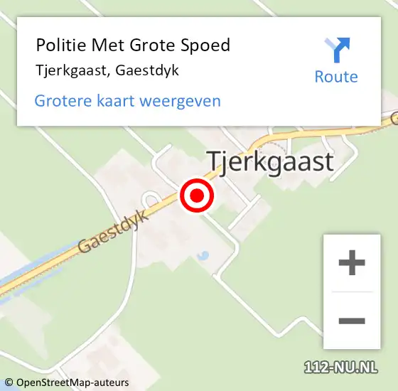 Locatie op kaart van de 112 melding: Politie Met Grote Spoed Naar Tjerkgaast, Gaestdyk op 26 juni 2024 15:53