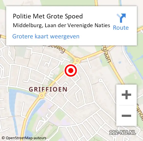 Locatie op kaart van de 112 melding: Politie Met Grote Spoed Naar Middelburg, Laan der Verenigde Naties op 26 juni 2024 15:54