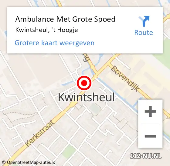 Locatie op kaart van de 112 melding: Ambulance Met Grote Spoed Naar Kwintsheul, 't Hoogje op 26 juni 2024 16:11