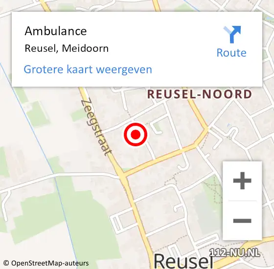 Locatie op kaart van de 112 melding: Ambulance Reusel, Meidoorn op 10 oktober 2014 19:30