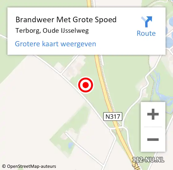 Locatie op kaart van de 112 melding: Brandweer Met Grote Spoed Naar Terborg, Oude IJsselweg op 26 juni 2024 16:22