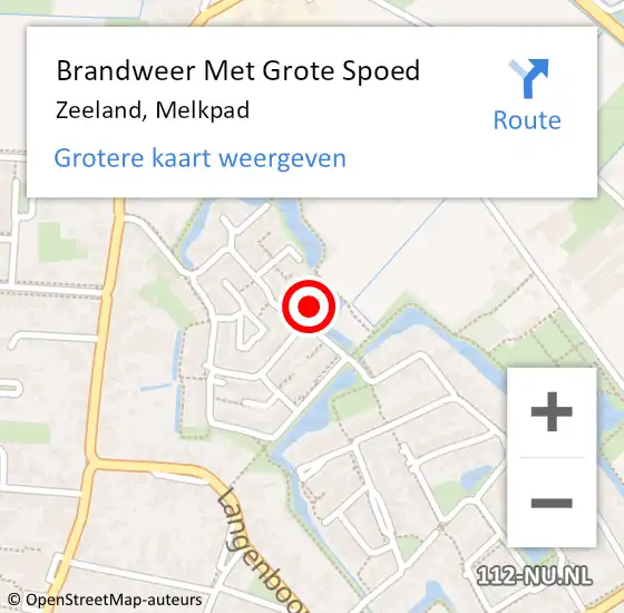 Locatie op kaart van de 112 melding: Brandweer Met Grote Spoed Naar Zeeland, Melkpad op 26 juni 2024 16:24