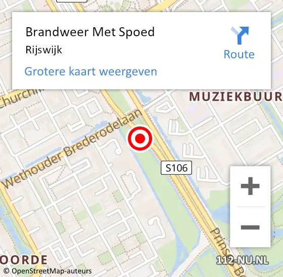 Locatie op kaart van de 112 melding: Brandweer Met Spoed Naar Rijswijk op 26 juni 2024 16:28