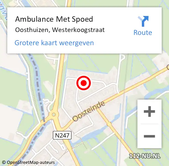 Locatie op kaart van de 112 melding: Ambulance Met Spoed Naar Oosthuizen, Westerkoogstraat op 26 juni 2024 16:41