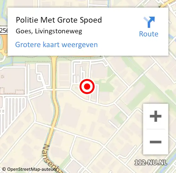 Locatie op kaart van de 112 melding: Politie Met Grote Spoed Naar Goes, Livingstoneweg op 26 juni 2024 16:42