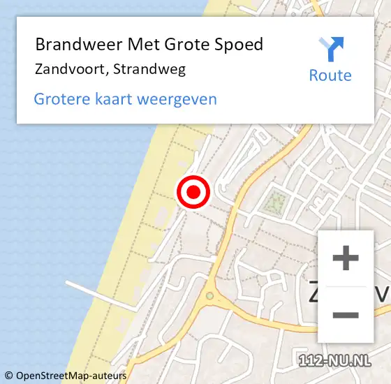 Locatie op kaart van de 112 melding: Brandweer Met Grote Spoed Naar Zandvoort, Strandweg op 26 juni 2024 16:47