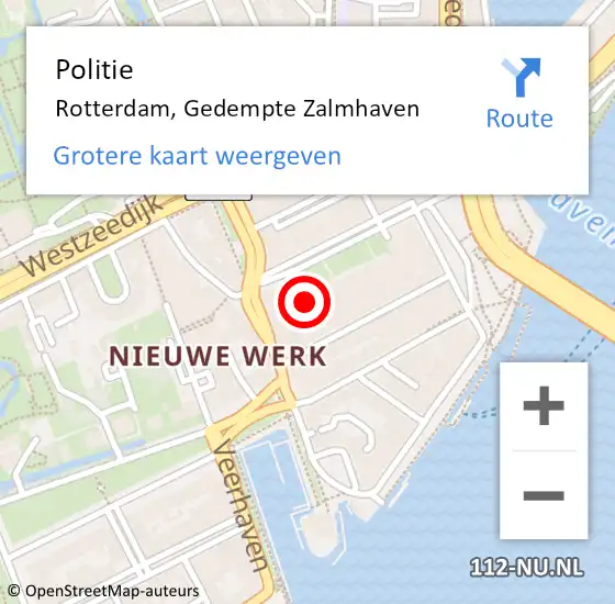 Locatie op kaart van de 112 melding: Politie Rotterdam, Gedempte Zalmhaven op 26 juni 2024 16:48