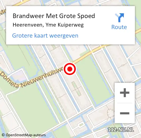 Locatie op kaart van de 112 melding: Brandweer Met Grote Spoed Naar Heerenveen, Yme Kuiperweg op 26 juni 2024 16:52