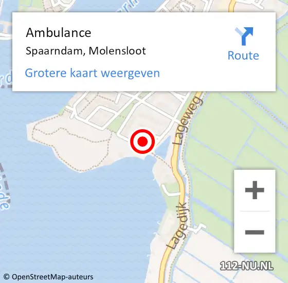 Locatie op kaart van de 112 melding: Ambulance Spaarndam, Molensloot op 26 juni 2024 16:59