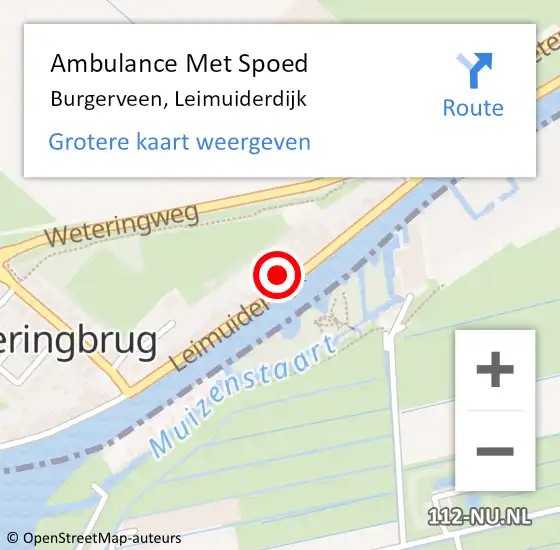 Locatie op kaart van de 112 melding: Ambulance Met Spoed Naar Burgerveen, Leimuiderdijk op 26 juni 2024 17:00