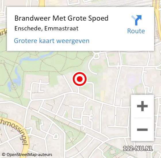 Locatie op kaart van de 112 melding: Brandweer Met Grote Spoed Naar Enschede, Emmastraat op 26 juni 2024 17:04