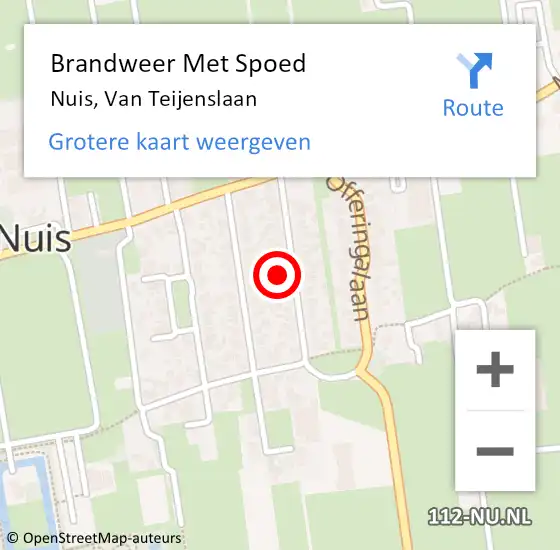 Locatie op kaart van de 112 melding: Brandweer Met Spoed Naar Nuis, Van Teijenslaan op 26 juni 2024 17:08