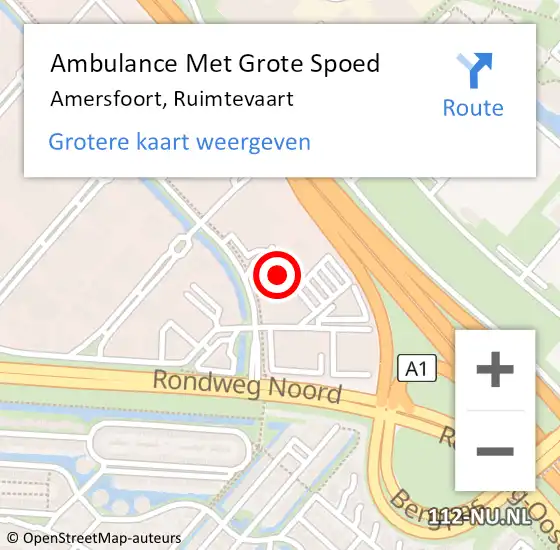 Locatie op kaart van de 112 melding: Ambulance Met Grote Spoed Naar Amersfoort, Ruimtevaart op 26 juni 2024 17:10