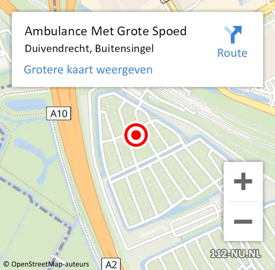 Locatie op kaart van de 112 melding: Ambulance Met Grote Spoed Naar Duivendrecht, Buitensingel op 26 juni 2024 17:18