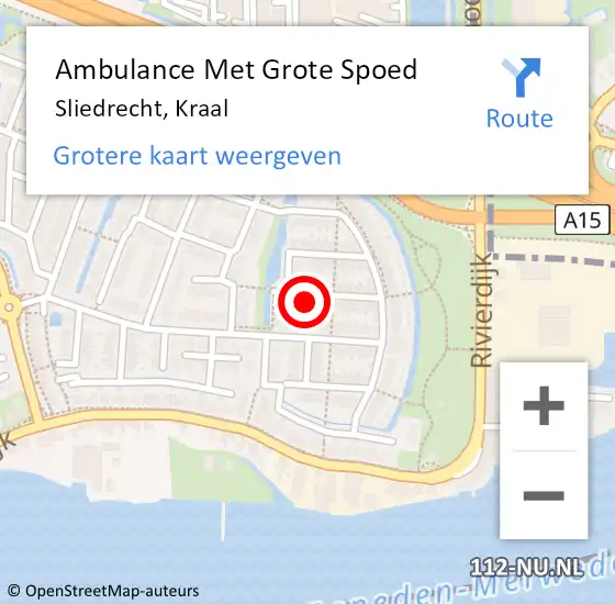 Locatie op kaart van de 112 melding: Ambulance Met Grote Spoed Naar Sliedrecht, Kraal op 26 juni 2024 17:19