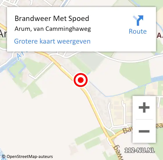 Locatie op kaart van de 112 melding: Brandweer Met Spoed Naar Arum, van Camminghaweg op 26 juni 2024 17:20