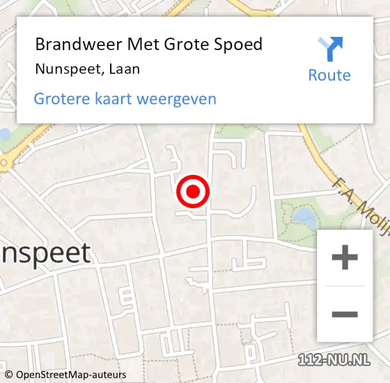 Locatie op kaart van de 112 melding: Brandweer Met Grote Spoed Naar Nunspeet, Laan op 26 juni 2024 17:30