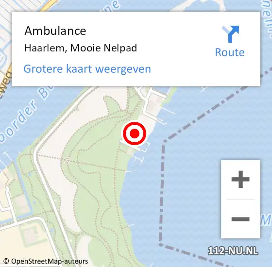 Locatie op kaart van de 112 melding: Ambulance Haarlem, Mooie Nelpad op 26 juni 2024 17:39