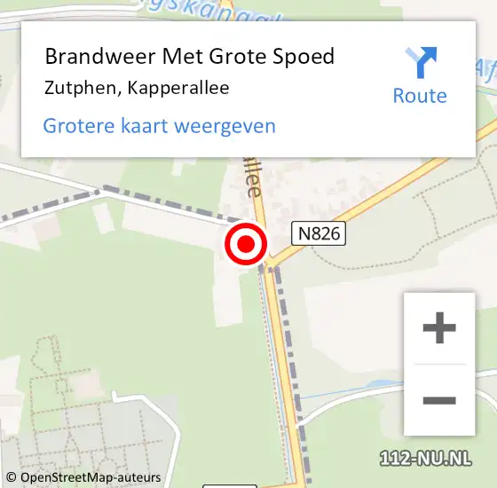 Locatie op kaart van de 112 melding: Brandweer Met Grote Spoed Naar Zutphen, Kapperallee op 26 juni 2024 17:48