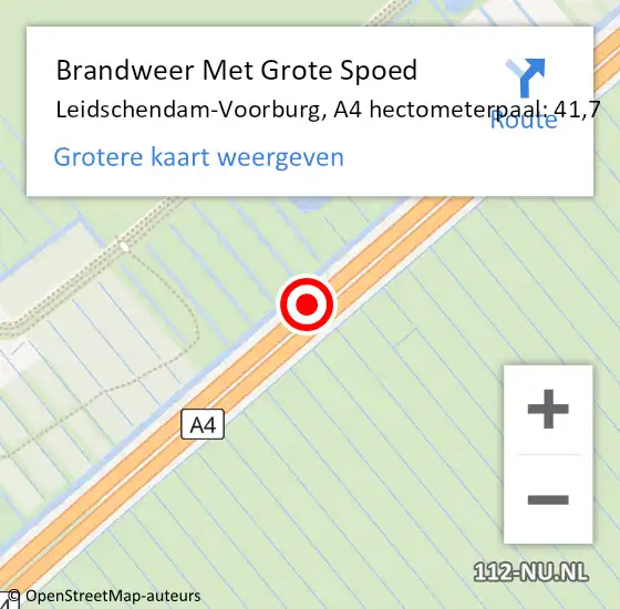 Locatie op kaart van de 112 melding: Brandweer Met Grote Spoed Naar Leidschendam-Voorburg, A4 hectometerpaal: 41,7 op 26 juni 2024 17:52