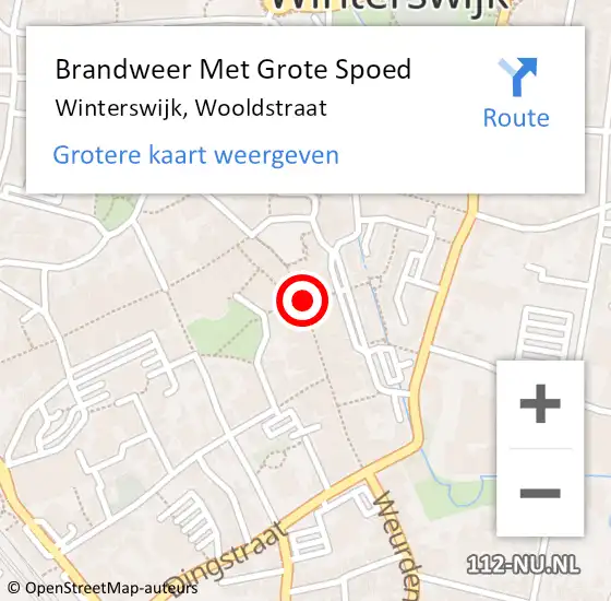 Locatie op kaart van de 112 melding: Brandweer Met Grote Spoed Naar Winterswijk, Wooldstraat op 26 juni 2024 18:00