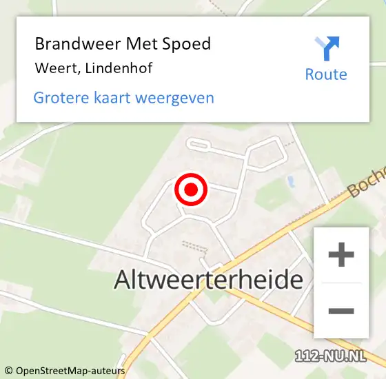 Locatie op kaart van de 112 melding: Brandweer Met Spoed Naar Weert, Lindenhof op 26 juni 2024 18:05