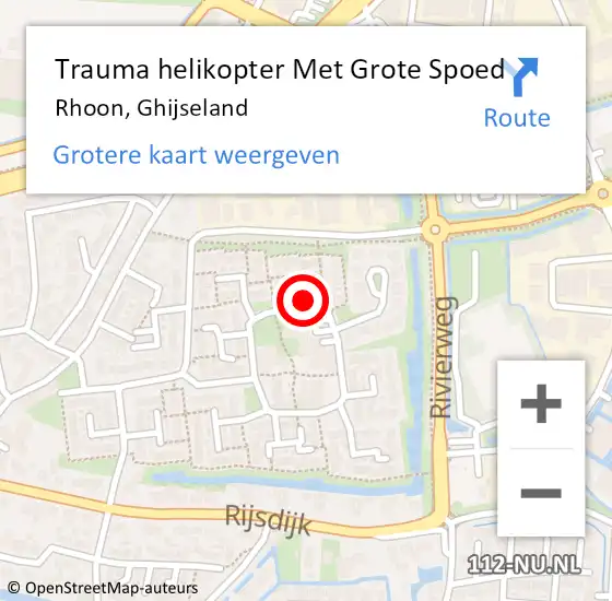 Locatie op kaart van de 112 melding: Trauma helikopter Met Grote Spoed Naar Rhoon, Ghijseland op 26 juni 2024 18:11