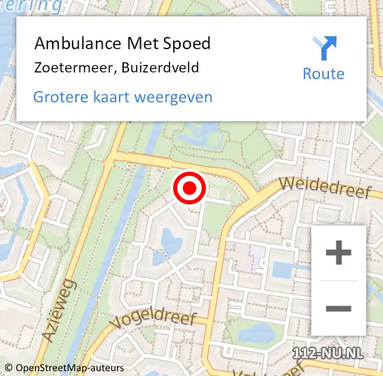 Locatie op kaart van de 112 melding: Ambulance Met Spoed Naar Zoetermeer, Buizerdveld op 26 juni 2024 18:22