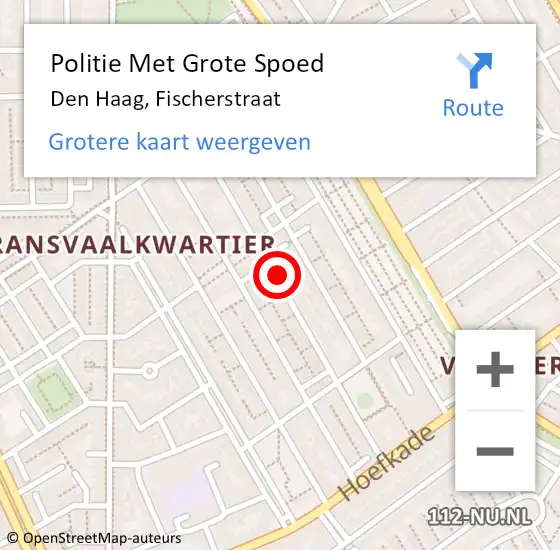 Locatie op kaart van de 112 melding: Politie Met Grote Spoed Naar Den Haag, Fischerstraat op 26 juni 2024 18:22